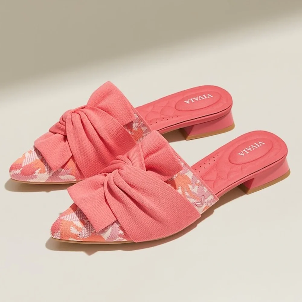 Vivaia Yaffa Pro Pointed Toe Knot Sandals Slip On Coral Tropical Pink‎ Size 9/40